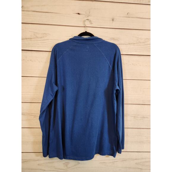 Carhartt Men's Blue Solid Relaxed Fit Quarter Zip Long Sleeve T-Shirt Size Large - Picture 2 of 6